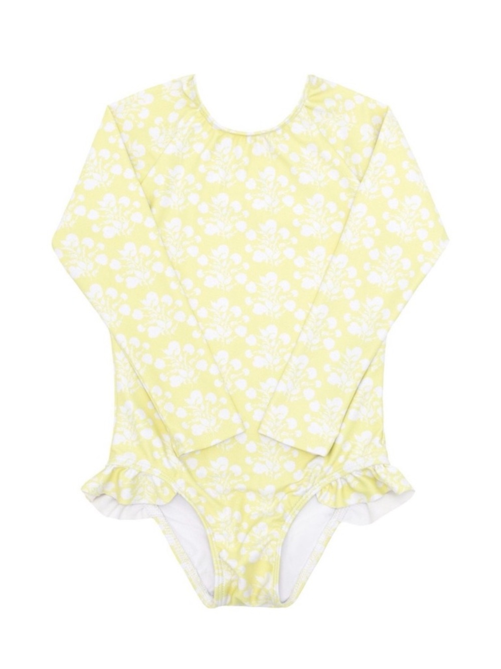 MINNOW Girls Citron Blossom Rashguard One Piece Swimsuit- size 9|10